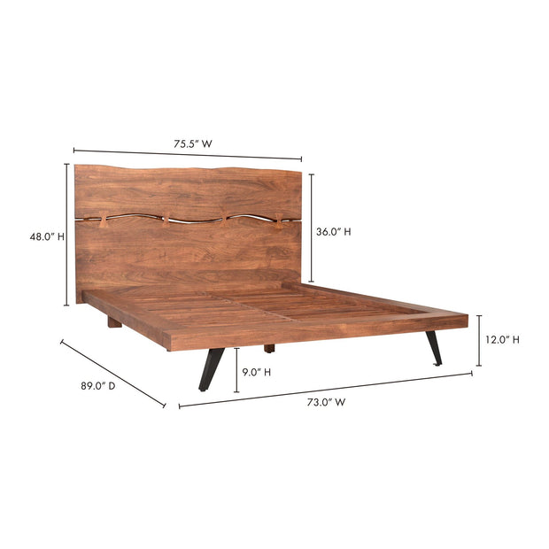 Moe's Home Collection Madagascar Brown Acacia Wood Platform Queen Size Bed