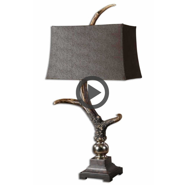 Uttermost Stag Horn Table Lamp With Chocolate Suede Shade