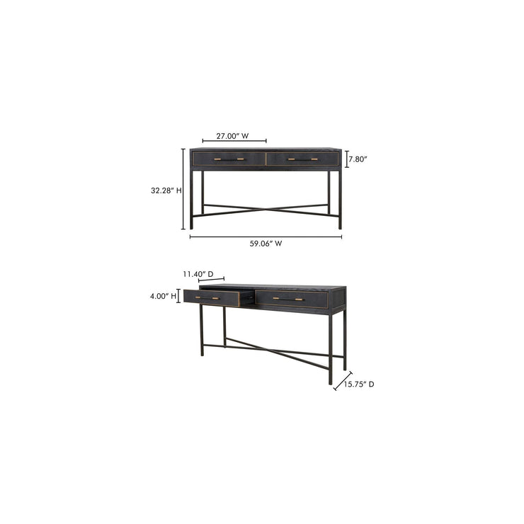 Moe’s Home Collection Mako Black Shagreen Console Table