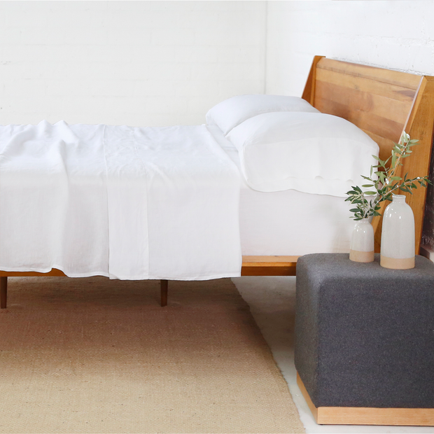 Pom Pom at Home White Linen Sheet Set ~ Available in Twin, Queen and King Sizes