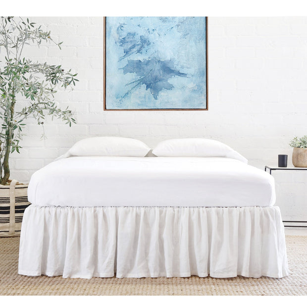 Pom Pom at Home Gathered White Linen Bedskirt ~ Available in Twin, Queen and King Sizes