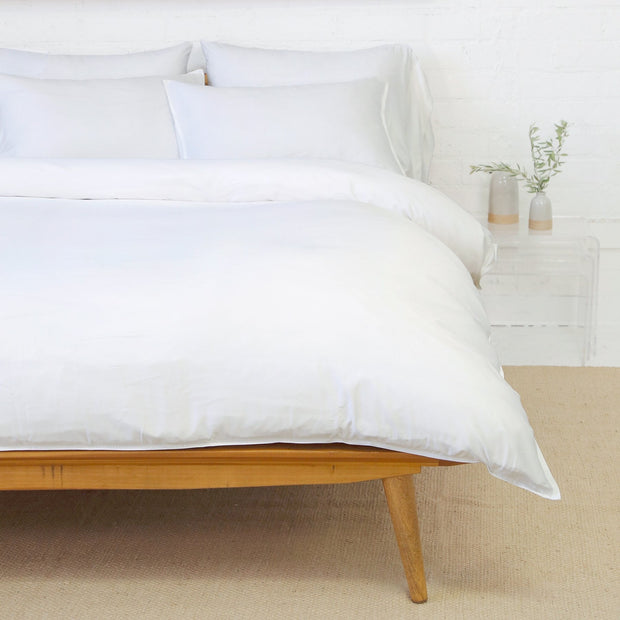 Pom Pom at Home Parker White Bamboo Sateen Duvet Cover Set ~ Available in Twin, Queen and King Sizes