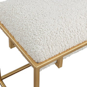 Uttermost Paradox White Faux Shearling Cushion Modern Gold Iron Small Bench