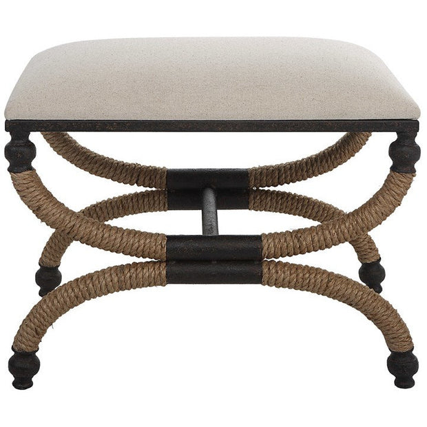 Uttermost Icaria Oatmeal Fabric Seat Cushion Rustic Modern Iron Bench
