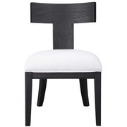 Uttermost Idris White Slubbed Performance Fabric Charcoal Black Wood Modern Dining Chair