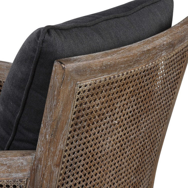 Uttermost Encore Dark Gray Fabric Cane Armchair