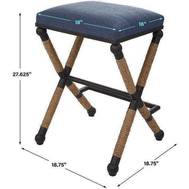 Uttermost Firth Navy Performance Fabric Counter Stool