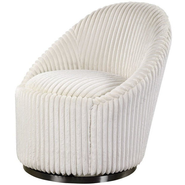 Uttermost Crue Luxurious Fluted Ivory Chenille Swivel Chair