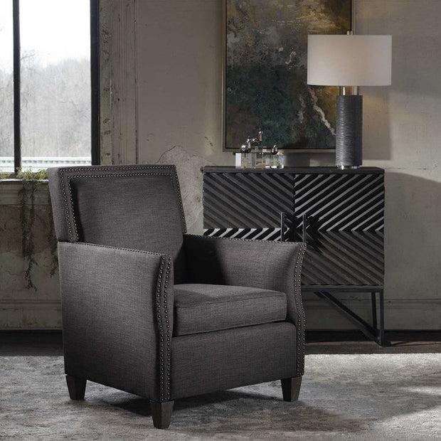 Uttermost Darick Charcoal Gray Linen Modern Club Chair
