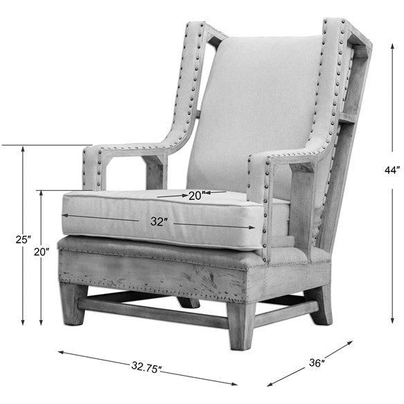 Uttermost Schaffer Linen & Burlap Wood Accent Armchair
