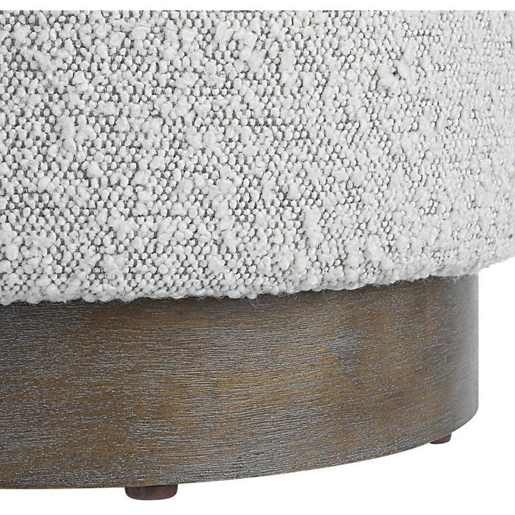 Uttermost Avila Gray Boucle Fabric Round Ottoman