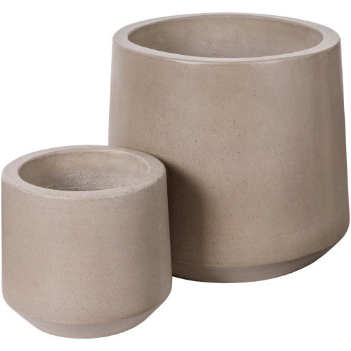 Surya Seastone Collection Modern Set of 2 Brushed Matte Gray Concrete Outdoor Floor Vases SST-003