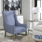 Uttermost Galiot Coastal Blue & White Wingback Chair