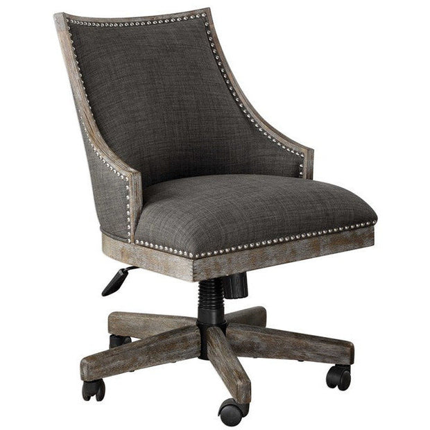 Uttermost Aidrian Charcoal Gray Linen Desk Chair