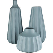 Surya Santino Collection Modern Set of 3 Blue Ceramic Vases SIO-001