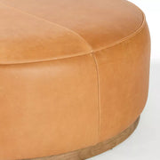 Four Hands Sinclair Large Round Ottoman ~ Palermo Butterscotch Top Grain Leather