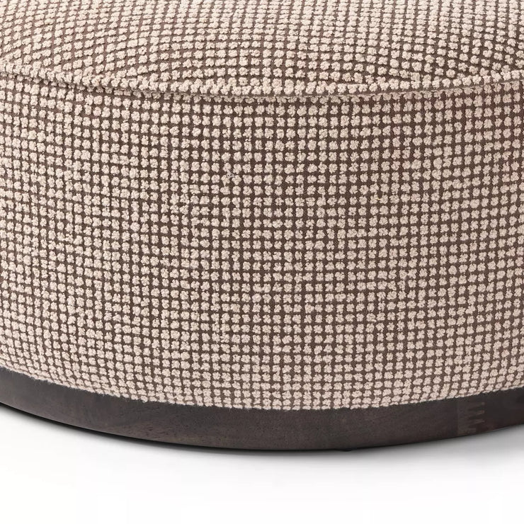 Four Hands Sinclair Large Round Ottoman ~ Barrow Taupe Upholstered Performance Fabric