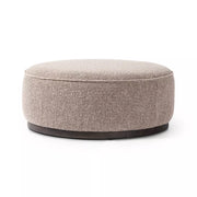 Four Hands Sinclair Large Round Ottoman ~ Barrow Taupe Upholstered Performance Fabric