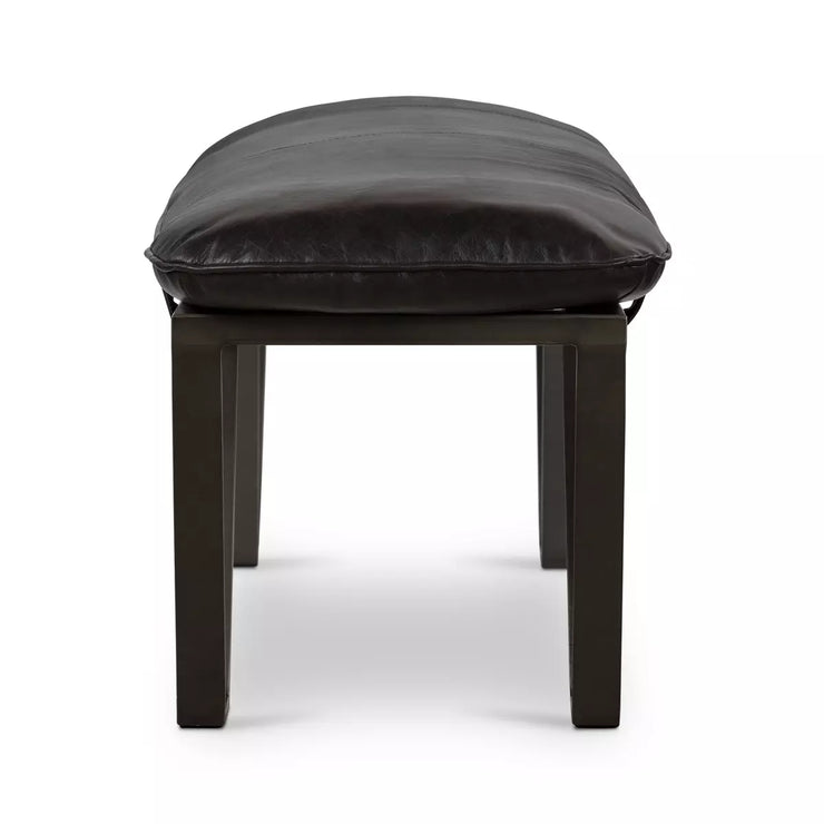 Four Hands Darrow Bench ~ Sonoma Black Leather Cushioned Seat