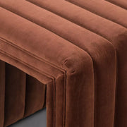 Four Hands Augustine Channeled Ottoman 21" ~ Surrey Auburn Upholstered Velvet Fabric