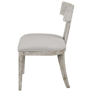 Uttermost Idris White Slubbed Performance Fabric Whitewashed Wood Modern Dining Chair