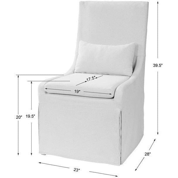 Uttermost Coley Off-White Linen Performance Fabric Slipcovered Armless Chair With Pillow