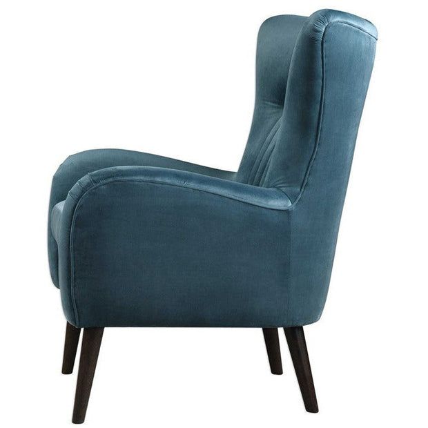 Uttermost Dax Channel Tufted Blue Velvet Accent Chair