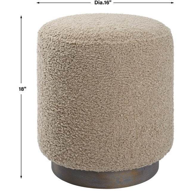 Uttermost Avila Latte Faux Shearling Round Ottoman