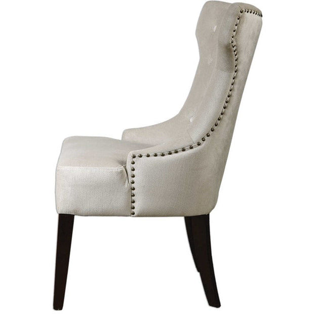 Uttermost Arlette Antique White Velvet Tufted Accent Chair