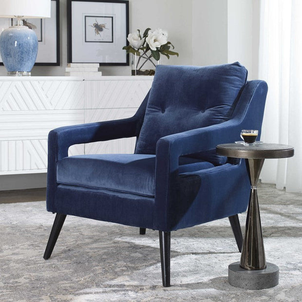 Uttermost O’Brian Ink Blue Velvet Contemporary Armchair