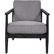 Uttermost Brunei Steel Gray Fabric Dark Ebony Wood Modern Accent Chair
