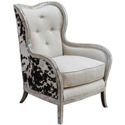 Uttermost Chalina Linen with Velvet Back Aged Bone Wood Accent Chair