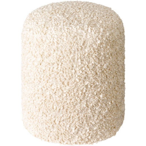 Surya Mohave Modern White Bouclé Round Pouf Ottoman MHPF-002