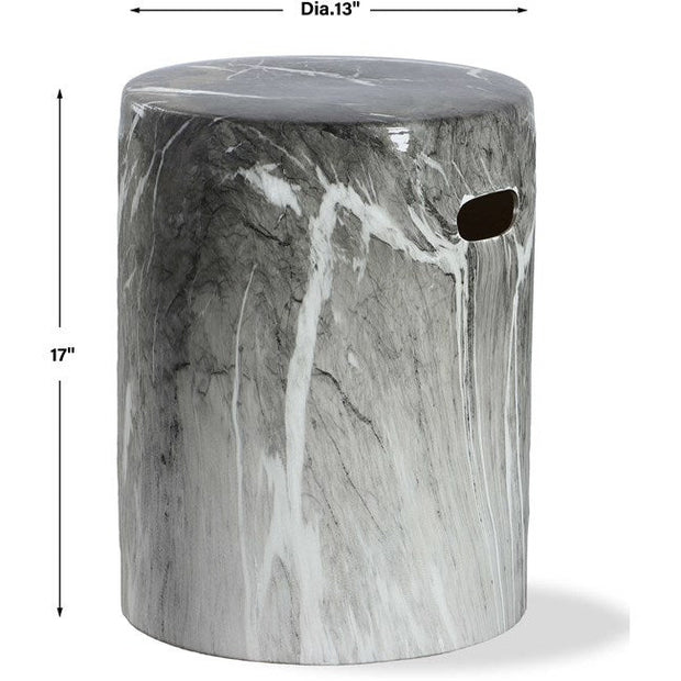 Uttermost Marvel Black & White Marbled Finish Ceramic Garden Stool
