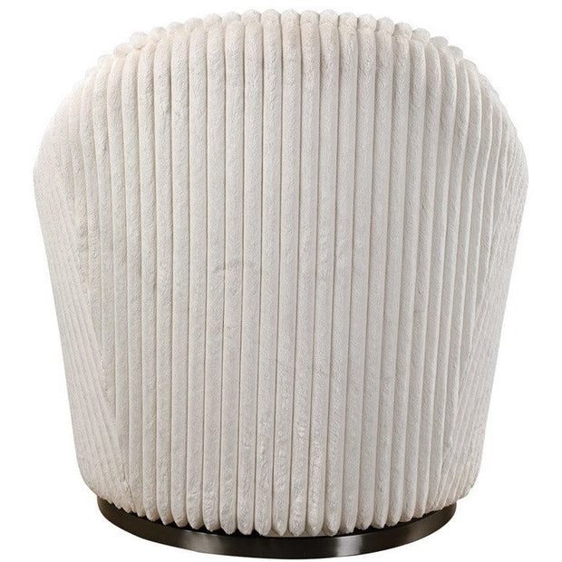 Uttermost Crue Luxurious Fluted Ivory Chenille Swivel Chair