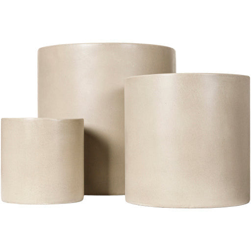 Surya Seastone Collection Modern Set of 3 Brushed Matte Gray Concrete Outdoor Floor Vases SST-007