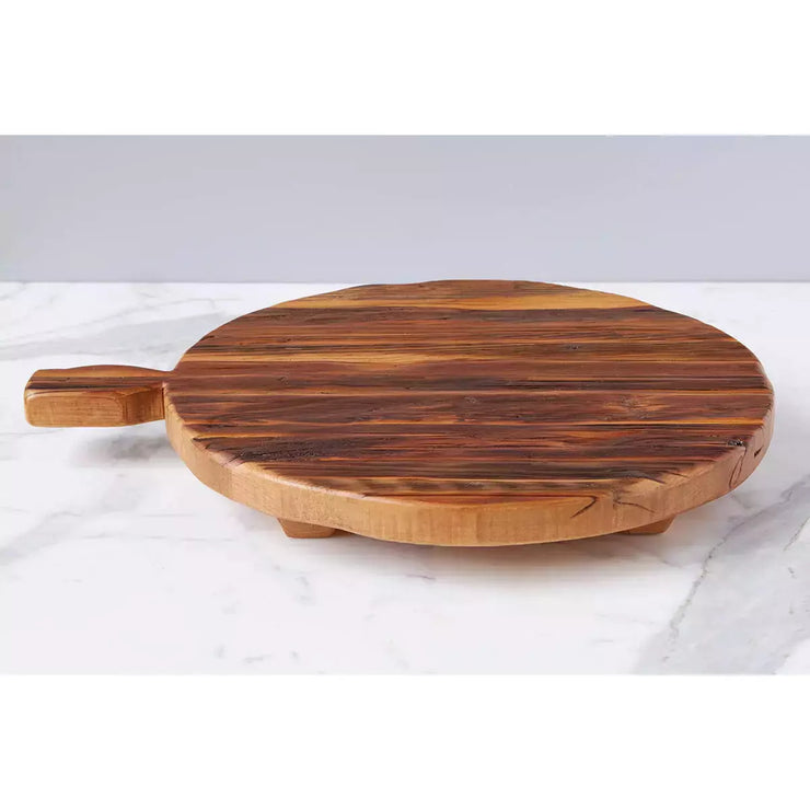 etúHOME Classic Oversized Round Footed Reclaimed Wood Serving Board