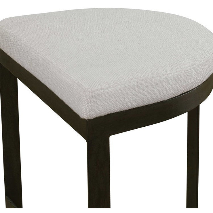 Uttermost Ivanna Off White Linen Performance Fabric Counter Stool With Matte Black Iron Base