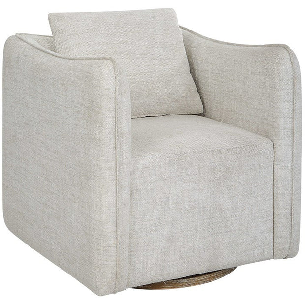 Uttermost Corben White Linen Swivel Armchair