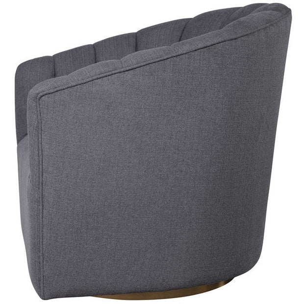 Uttermost Cuthbert Charcoal Gray Fabric Barrel Back Swivel Chair
