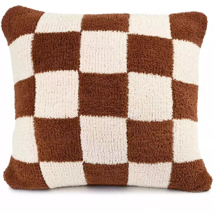 Kashwere Ultra Soft Check Pillows 20x20 Available In Black With Agate and Olive & Sienna With Malt