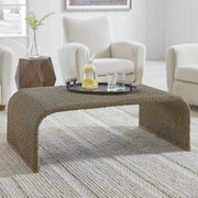 Uttermost Calabria Woven Seagrass With Mango Wood Plinth Base Coffee Table