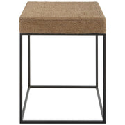 Uttermost Laramie Natural Braided Rope Top With Matte Black Iron Modern Coastal Accent Table
