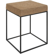 Uttermost Laramie Natural Braided Rope Top With Matte Black Iron Modern Coastal Accent Table