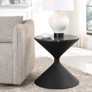 Uttermost Time’s Up Black Marble Top Matte Black Hourglass Contemporary Side Table