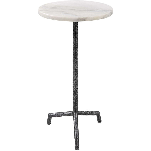 Uttermost Puritan White Marble Top With Aged Black Iron Drink Table