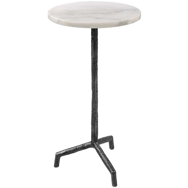 Uttermost Puritan White Marble Top With Aged Black Iron Drink Table