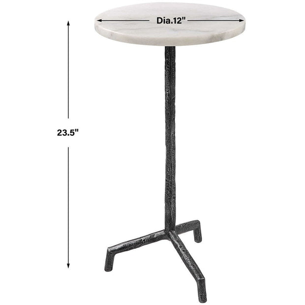 Uttermost Puritan White Marble Top With Aged Black Iron Drink Table