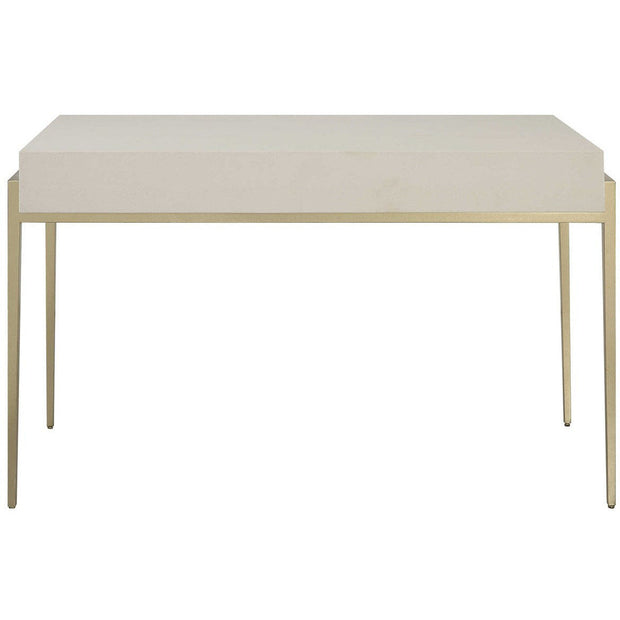 Uttermost Jewel White Faux Shagreen Top With Gold Leaf Iron Writing Desk