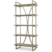 Uttermost Sway Distressed Gray Mango Wood Shelves With Antiqued Metal Framework Etagere